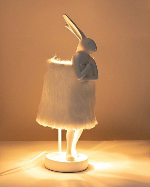KARE lampa stołowa RABBIT FUR 50 cm       biała / srebrna