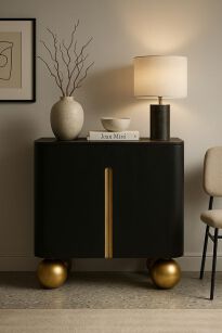 MaMaison komoda ORGANIC SHORT czarna /    złota / drewno