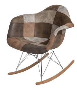 Krzesło bujane P018 RAR PATCHWORK beżowy-brązowy