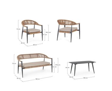 BIZZOTTO zestaw ogrodowy JANDIA szary /   beż