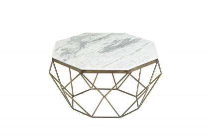 Nowoczesny stolik kawowy DIAMOND 70 cm biały marmur-złoty