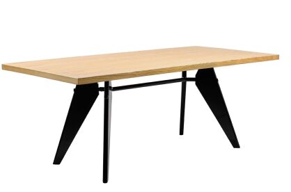 Stół industrialny drewniany metalowe nogi JOSEF 190 cm czarny-naturalny