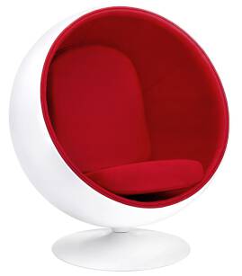 Fotel obrotowy z tworzywa tapicerowany BALL biały-czerwony 
