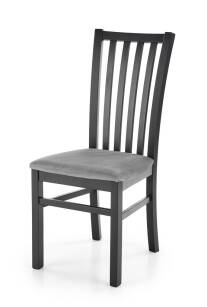 Krzesło drewniane tapicerowane CANINO czarny-szary velvet