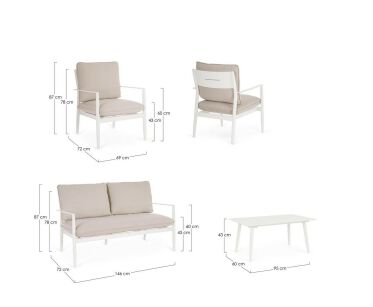 BIZZOTTO zestaw ogrodowy NEBULA biały /   beżowy