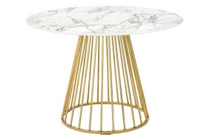 Stół okrągły metalowa podstawa GLAM MARBLE 110 biały marmur-złoty