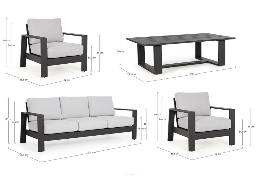 BIZZOTTO zestaw ogrodowy BALTIC antracyt