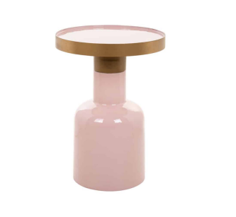 Nowoczesny stolik okrągły metalowy CANDY 35 cm różowy-złoty