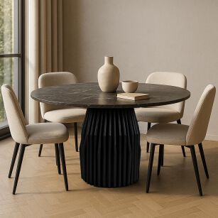 MaMaison stół jadalniany LEVANTE 120      czarny marmur