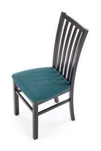 Krzesło drewniane tapicerowane CANINO czarny-zielony velvet