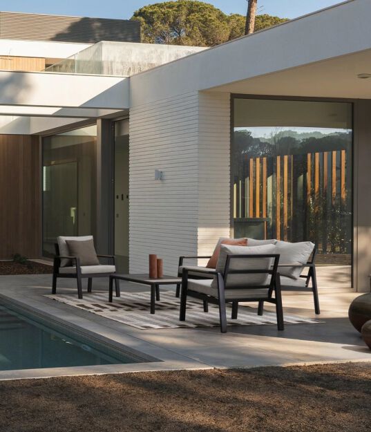 BIZZOTTO zestaw ogrodowy ELNA antracyt    / beż