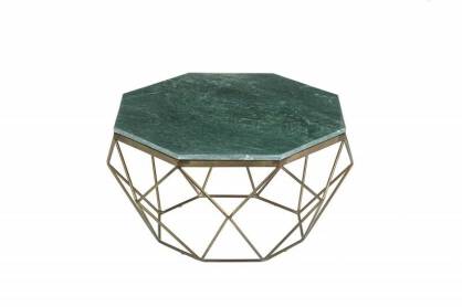 Nowoczesny stolik kawowy DIAMOND 70 cm zielony marmur-złoty