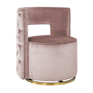 Fotel wypoczynkowy obrotowy JAMIE PINK VELVET różowy, welur