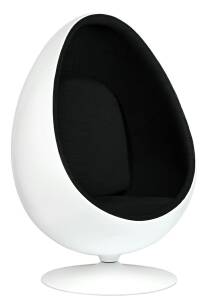 Fotel wypoczynkowy obrotowy z tworzywa OVALIA biały-czarny